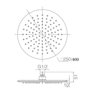 ZENMO Showers SH RS250 DOCCIA RD Shower Head, 6mm Thick, Laser Welded (250mm)