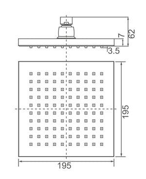 ZENMO Showers SH SQ08 DOCCIA SQ Shower head, 7mm Thick (195x195mm)