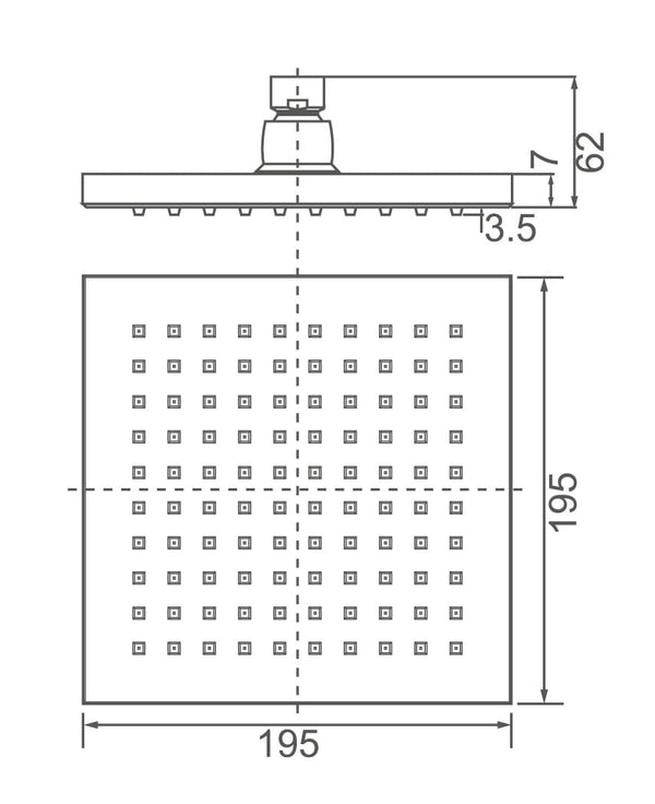 ZENMO Showers SH SQ08 DOCCIA SQ Shower head, 7mm Thick (195x195mm)