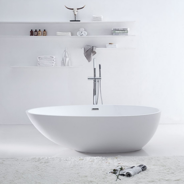 SI-8833G-1780 Delight Collection Solid Surface Freestanding Bathtub 1780mm x 980mm x 510mm (Height) - Gloss