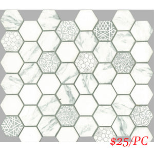 SIG003 SIGNATURE HEXAGON WHITE SATIN 300X300MM
