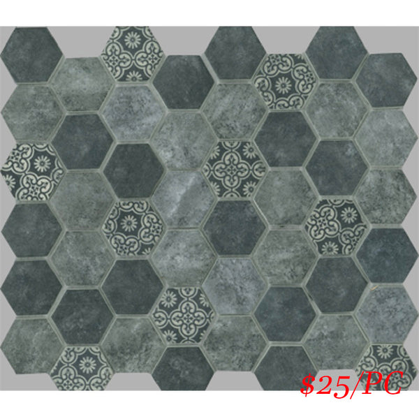 SIG040 SIGNATURE HEXAGON CHARCOAL SATIN 300X300MM