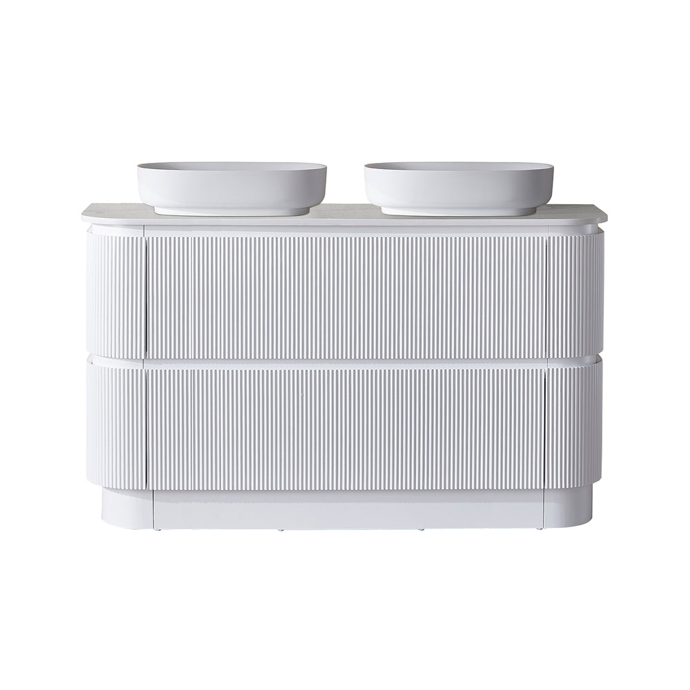 Hudson 1500mm Floor Standing Matt White Vanity Double Bowl SK68-1500DWM