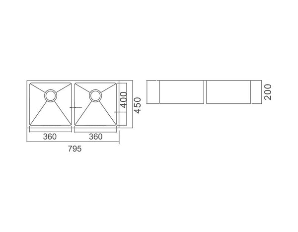 ZENMO Sinks SS 3318A IMPACT UNDERMOUNT DOUBLE SINK