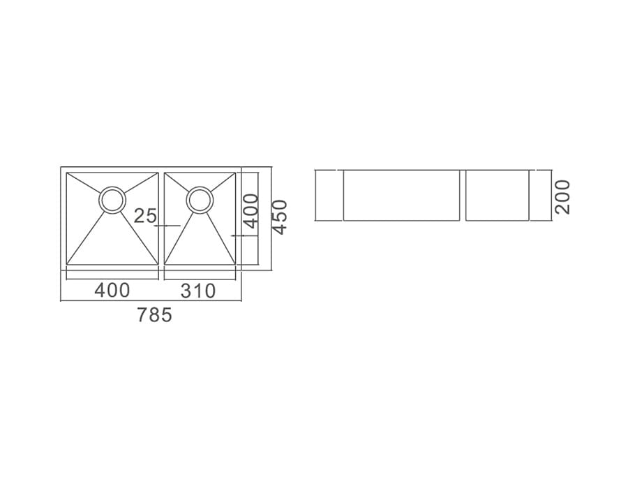 SS 4031A IMPACT UNDERMOUNT DOUBLE SINK Capacity: 32L & 24L