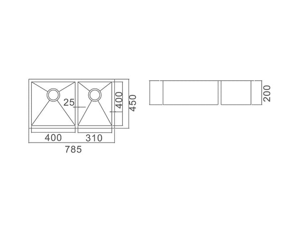 ZENMO Sinks SS 4031A IMPACT UNDERMOUNT DOUBLE SINK Capacity: 32L & 24L