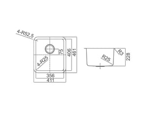 ZENMO Sinks SS 4641A MORO Undermount Sink Single Bowl