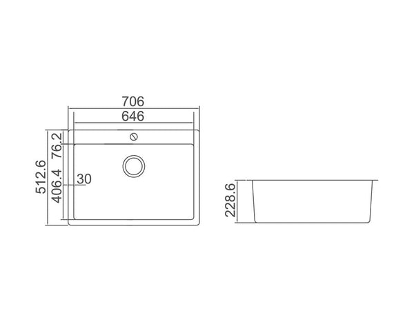 ZENMO Sinks SS 7051 COUNTERTOP SINK WITH TAPHOLE