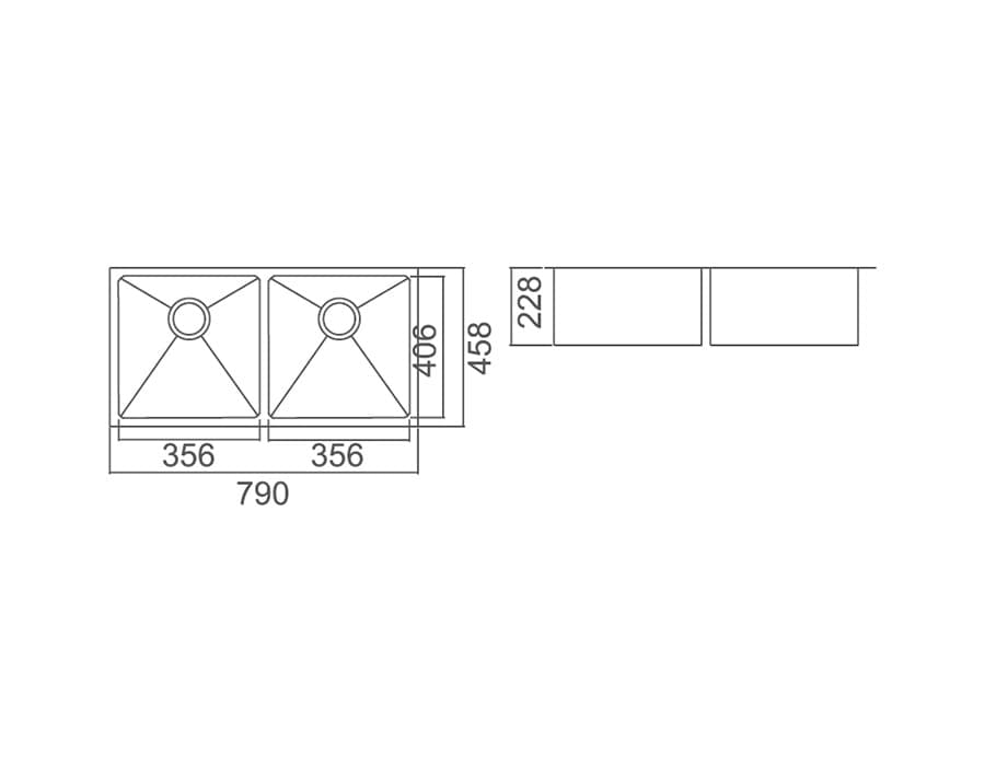 SS 7946A IMPACT UNDERMOUNT DOUBLE SINK Capacity: 2x32L