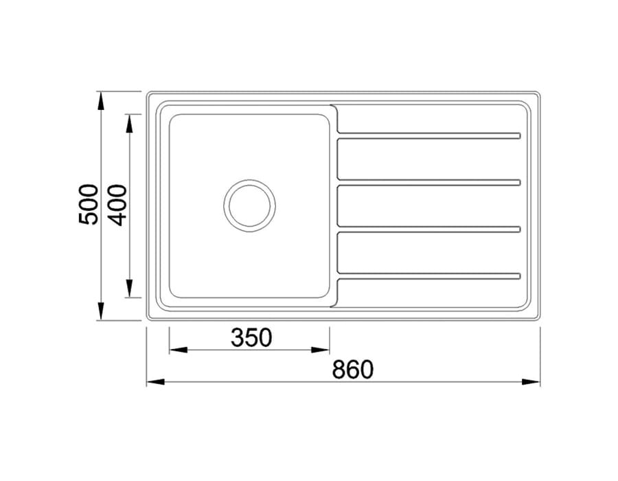 SS 8650 COUNTERTOP SINK ONE BOWL WITH DRAINER