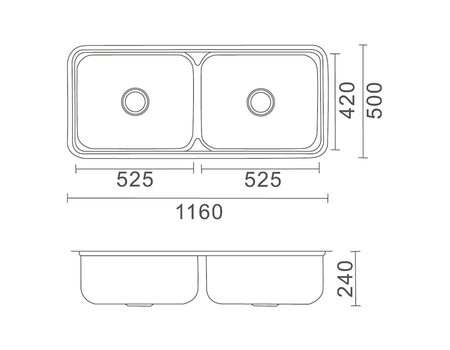 SS A120 LAVASSA Double 45L Laundry Tub with Optional Bypass