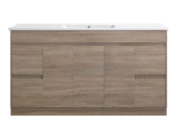 Avia Vanities Tobi Freestanding Vanity 1500mm Prime Oak/Natural Timber Single/Double Bowl