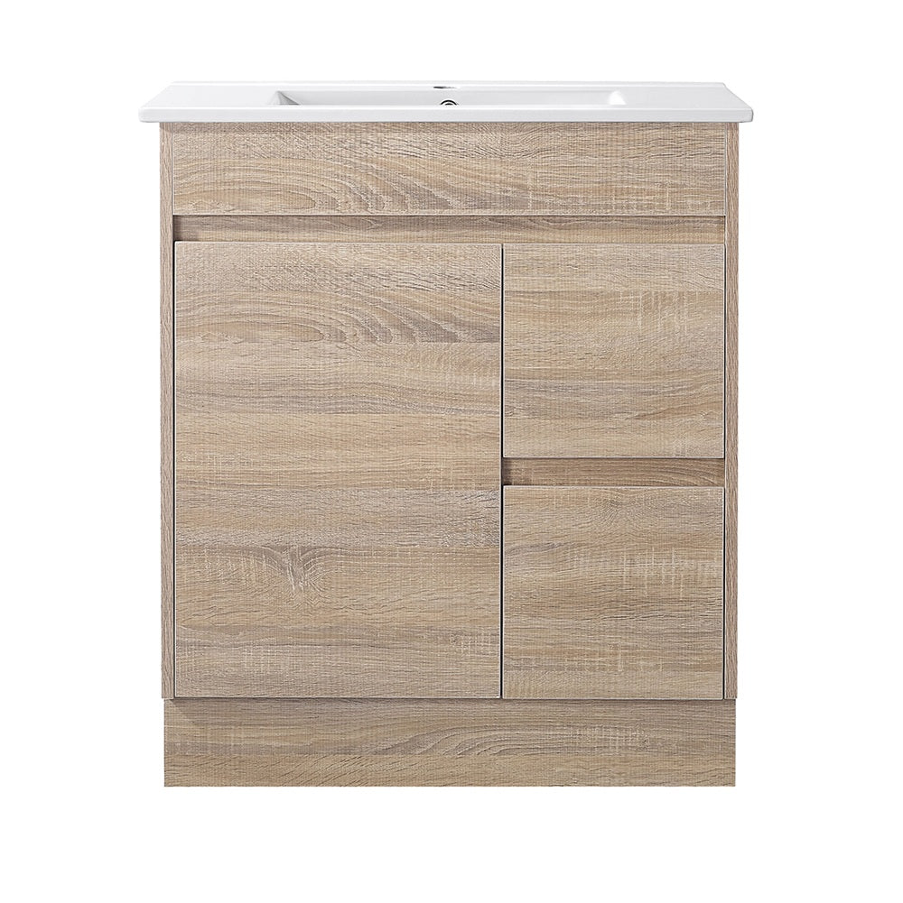 Tobi Freestanding Vanity 750mm Prime Oak/Natural Timber Right/Left Drawers SY05-750