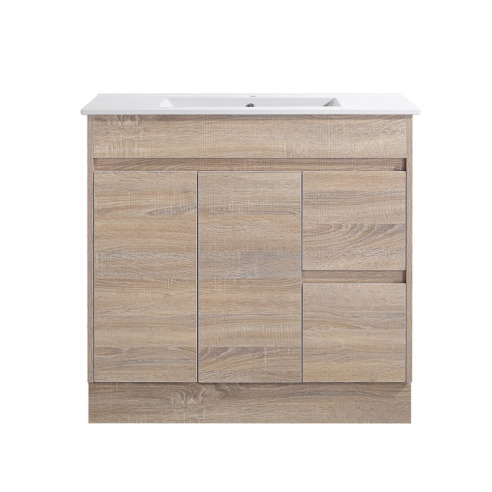 Tobi Freestanding Vanity 900mm Prime Oak/Natural Timber Right/Left Drawers SY05-900