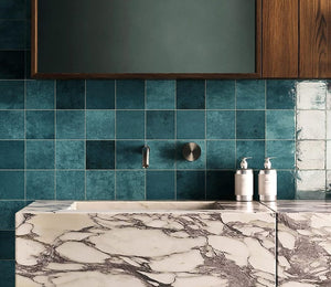 VL Tile Sartoria Alchemica Cobalto Gloss Subway Tile 100x100mm Made In Italy
