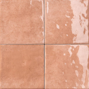 VL Tile Sartoria Alchemica Corallo Gloss Subway Tile 100x100mm Made In Italy