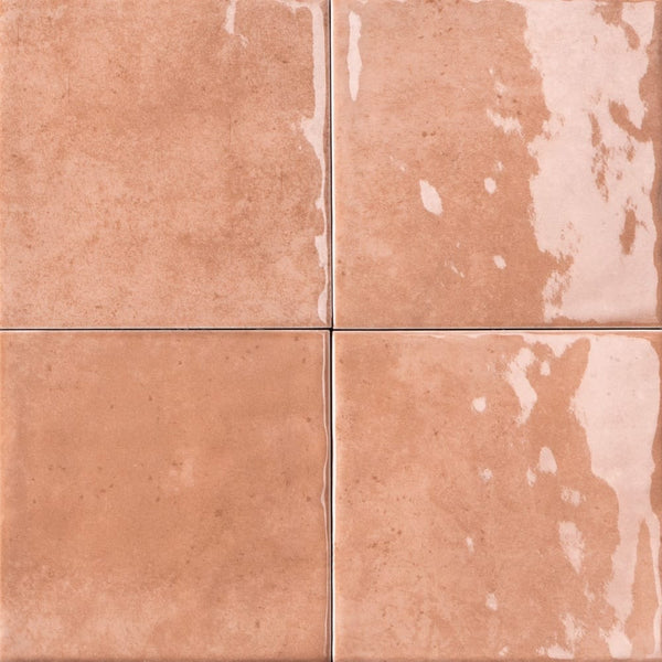 VL Tile Sartoria Alchemica Corallo Gloss Subway Tile 100x100mm Made In Italy
