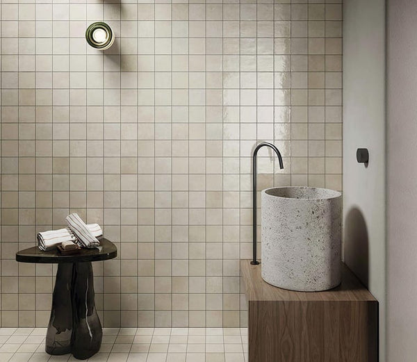 VL Tile Sartoria Alchemica Creta Gloss Subway Tile 100x100mm Made In Italy