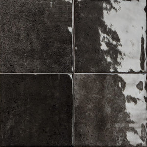 VL Tile Sartoria Alchemica Grafite Gloss Subway Tile 100x100mm Made In Italy