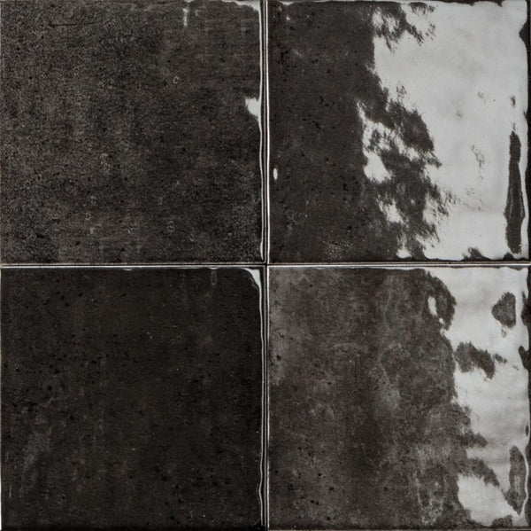 VL Tile Sartoria Alchemica Grafite Gloss Subway Tile 100x100mm Made In Italy