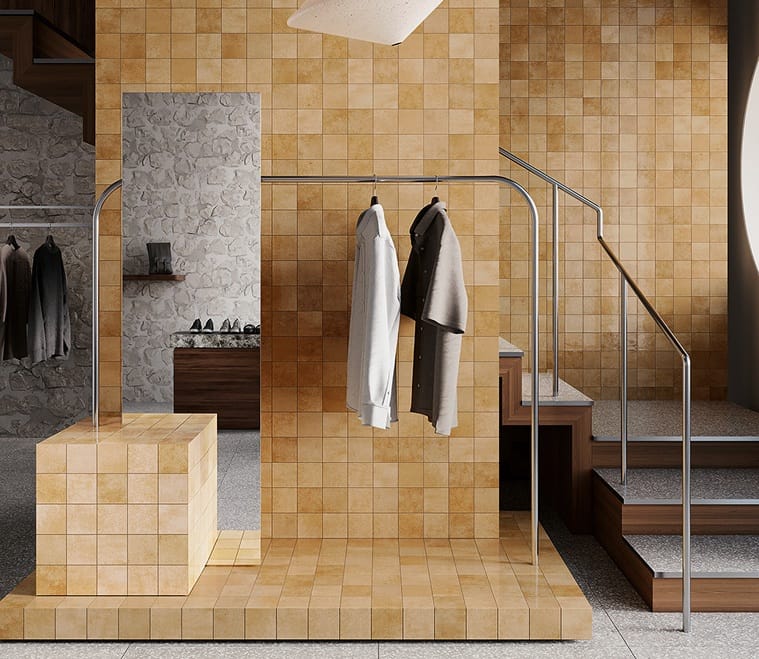 Sartoria Alchemica Miele Gloss Subway Tile 100x100mm Made In Italy