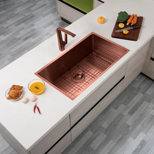 TWM3RG 762*457*254MM ROSE GOLD PVD HAND-MADE SINGLE BOWL KITCHEN SINK(ROUND EDGES)