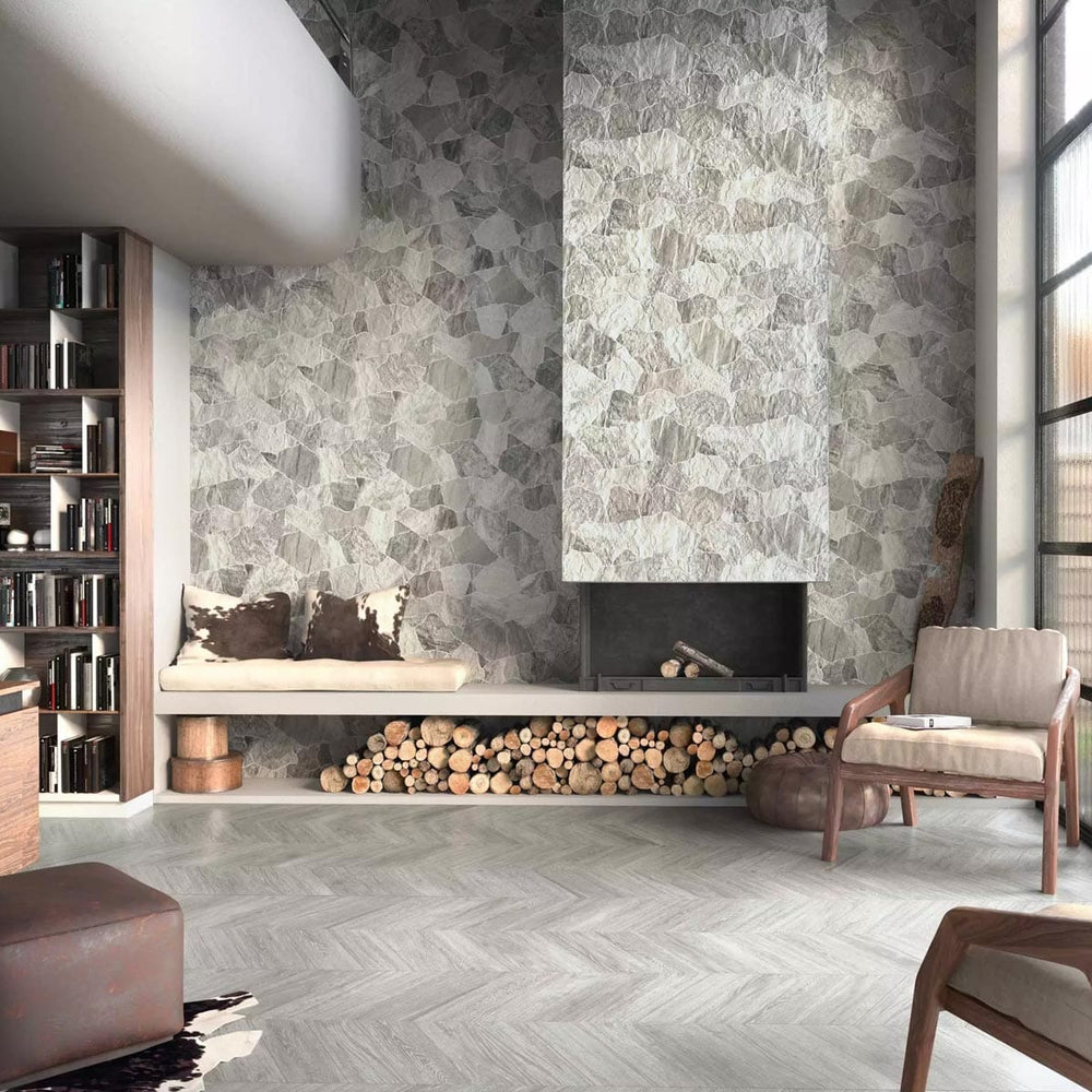 Sella Grey Natural Stone Looking Tile 442x664mm
