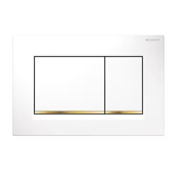 Noveen Toilets Sigma 30 — Square Dual Flush Button in White Gold