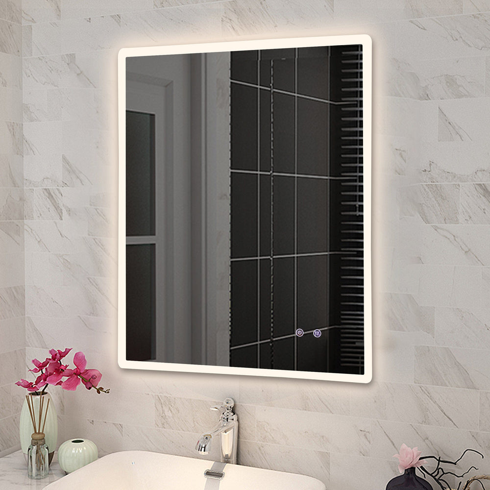 T-600LSM 600*750MM 3 COLOR LIGHTING FRONT LIT LED MIRROR TOUCH SENSOR SWITCH DEFOGGER PAD WALL MOUNTED VERTICAL OR HORIZONTAL