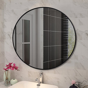 TSI Vanities T-600MRB 600*40MM ROUND BLACK ALUMINIUM WALL MIRROR