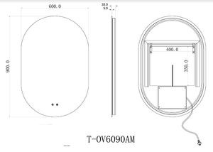 TSI Vanities T-6090AM OVAL SHAPE BACKLIT LED MIRROR 600X900MM