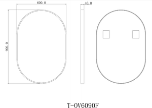TSI Vanities T-6090F OVAL BLACK FRAME MIRROR 600X900MM