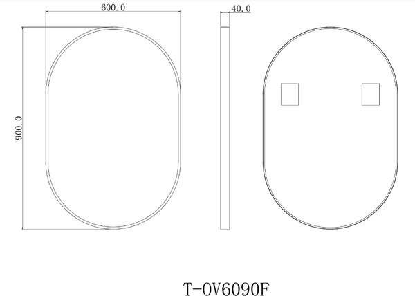 TSI Vanities T-6090F OVAL BLACK FRAME MIRROR 600X900MM