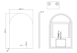 TSI Vanities T-AR9060AM UNI-ARCH BACKLIT LED MIRROR 900X600MM