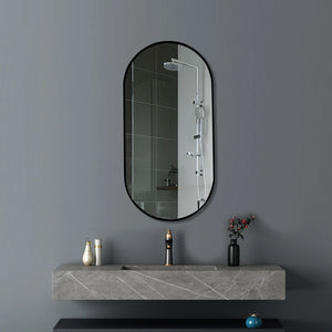 T-6090F OVAL BLACK FRAME MIRROR 600X900MM