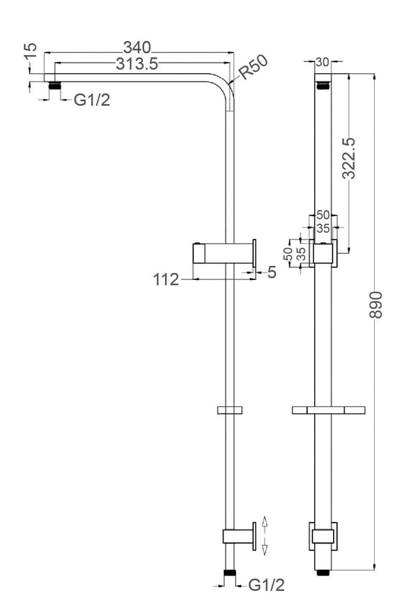 ZENMO Showers TP 1700 BACINO Multifunction Brass Head on Rail with Hand Spray