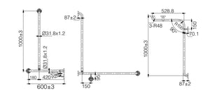 ZENMO Bathroom Accessories TP G22L MOBI CARE L Shape with Extension Shower Grab Rail - LH