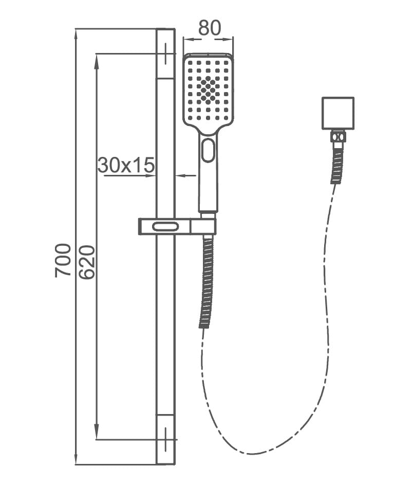 TP1101 EXON 3 Function ABS Shower head and S/S Slide Bar Kit