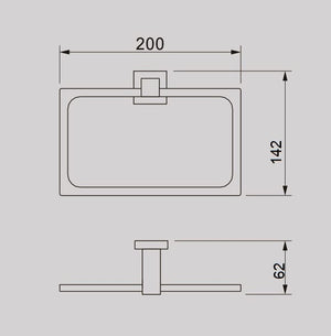 ZENMO Bathroom Accessories TP24033K CURO Square TOWEL RING