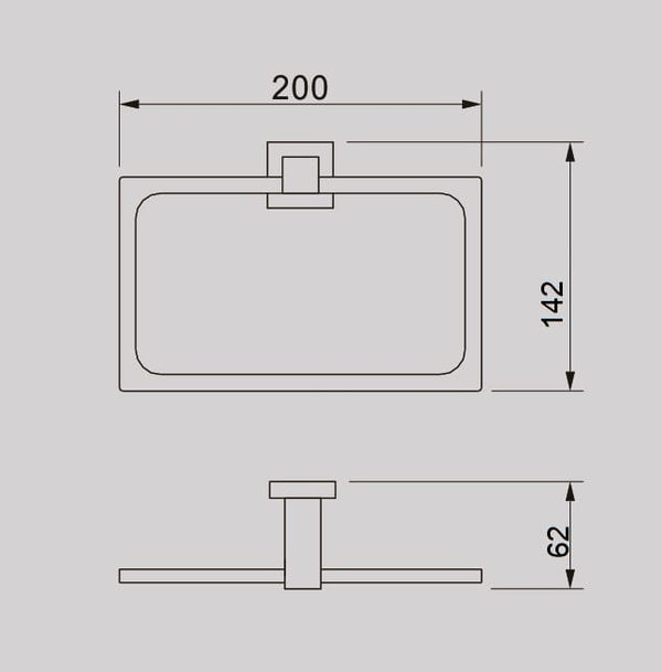 ZENMO Bathroom Accessories TP24033K CURO Square TOWEL RING