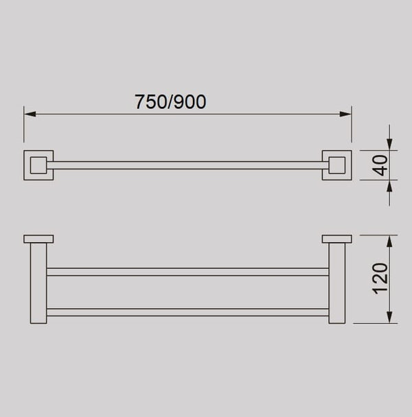 ZENMO Bathroom Accessories TP24036BK-30 CURO Double TOWEL RAIL