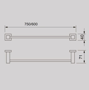 ZENMO Bathroom Accessories TP24036K CURO Single TOWEL RAIL 600MM