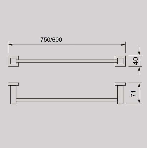 ZENMO Bathroom Accessories TP24036K CURO Single TOWEL RAIL 600MM