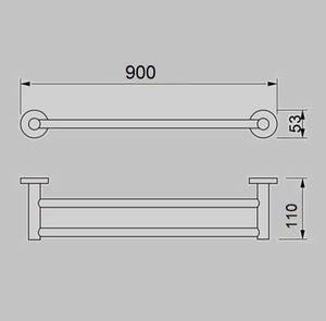 ZENMO Bathroom Accessories TP69036B-90 JESS Double Towel Rail 900mm