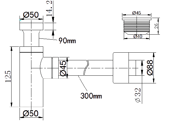 TP B/Trap32/40 BN BOTTLE TRAP IN BRUSHED NICKEL