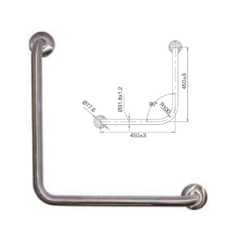TP GRAB45 MOBI CARE 90 Degree Grab Rail 450*450mm