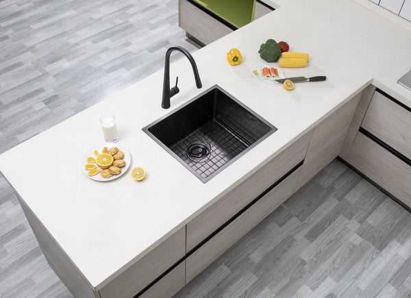 TSI Sinks TWM1B 500*440*230MM GUN METAL GREY HAND-MADE SINGLE BOWL KITCHEN SINK(ROUND EDGES)