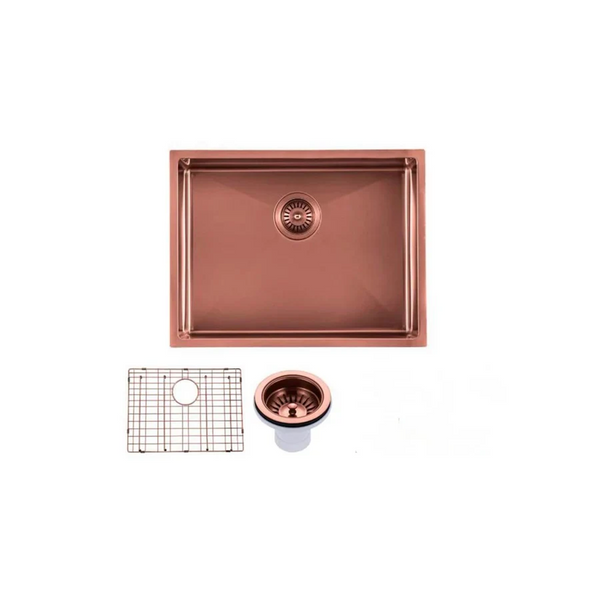 TWM10D-RG 600X450X300MM ROSE GOLD PVD 1.2MM HANDMADE TOP/UNDERMOUNT SINGLE BOWL