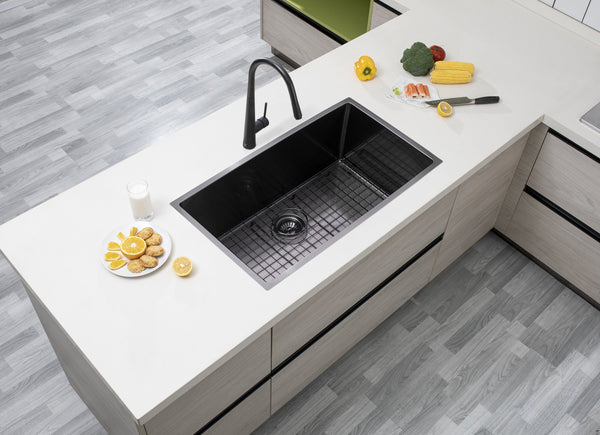 TSI Sinks TWM3B 762*457*254MM GUN METAL GREY HAND-MADE SINGLE BOWL KITCHEN SINK(ROUND EDGES)