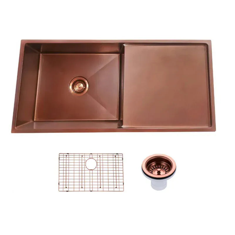 TWM4RG 960*450*230MM GUN METAL GREY HAND-MADE SINGLE BOWL KITCHEN SINK(ROUND EDGES)